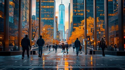 Group of People Walking Next to Tall Buildings