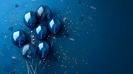 Festive blue balloons background - design party banner - 764668245