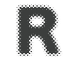 ハーフトーンのアルファベット　大文字　R