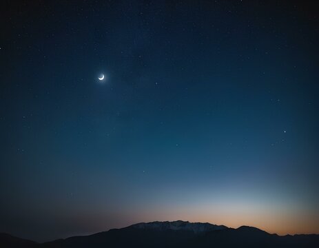 The picture, the passing night, the moon and the starry sky, and the coming dawn