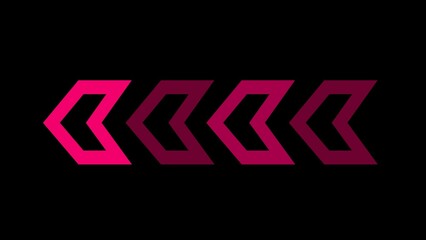 Red bright neon left abstract directional icon. neon light arrows.