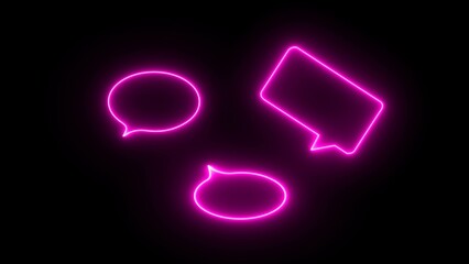 Neon glowing Comment icon speech bubble symbol chat message icon - speech bubble chat icon on black background.