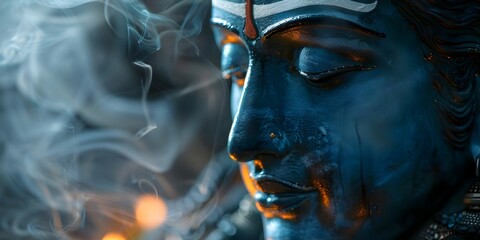 Depiction of Hindu deity Shiva embodying divine strength and spiritual significance in Hinduism. Concept Hinduism, Shiva, Divine Strength, Spiritual Significance - obrazy, fototapety, plakaty