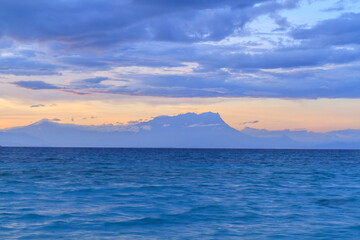 Mt. Kinabalu’s Majestic Silhouette Against a Pastel Sunset