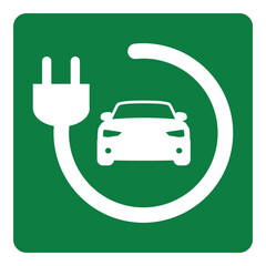 The electric vehicle charging point sign on green background drawing by illustration.