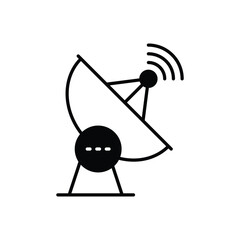 Black solid Satellite Dish Call vector icon