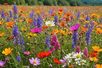 field of red and yellow flowers