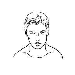 Male linear,man black and white,stock illustration