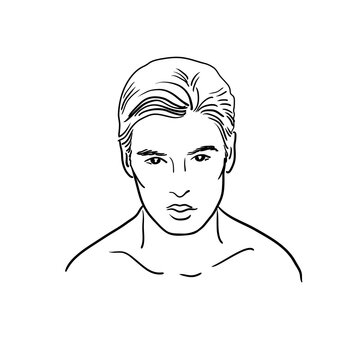 Male linear,man black and white,stock illustration