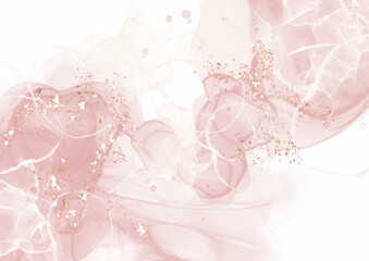 elegant pastel pink hand painted alcohol ink background  - 764674240