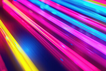 close up horizontal image on fluorescent neon lights background