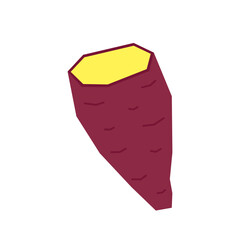 Sweet potato. Organic healthy vegetable. Fresh natural root. Made in vector cartoon flat style. Roasted sweet potato. Japanese Sweet potato.