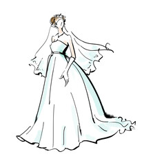 Fototapeta premium Bride in white wedding dress Bridal