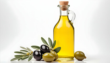 Bottle of olive oil and vinegar isolated on white background