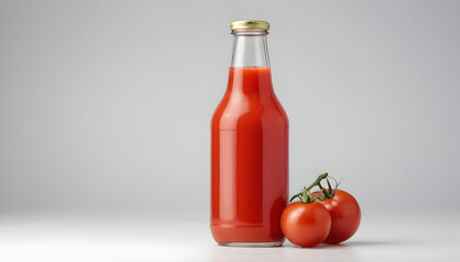 bottle of tomato juice isolated on a white background