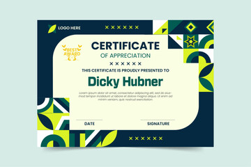 Simple certificate design with geometric elements