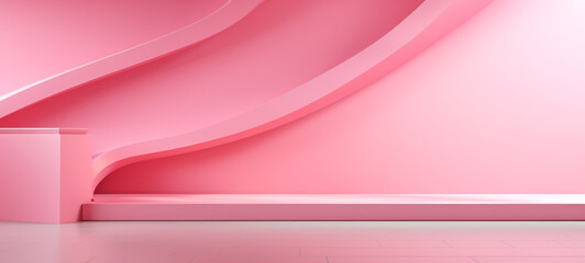 Modern 3D pink walls art background. Space for text.