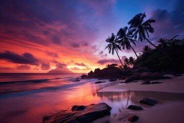 Fototapeta na wymiar Sunset at a tropical island