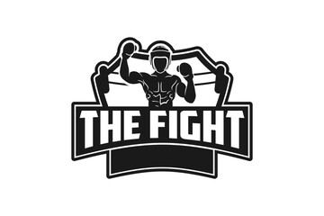 muay thai, boxing badge logo design inspiration Isolated On white Backgrounds