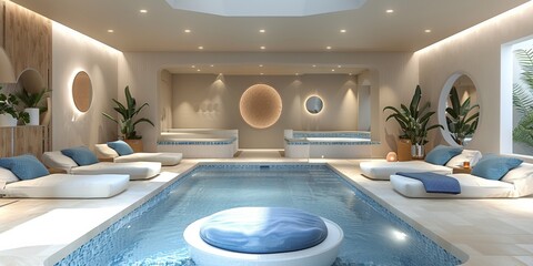 The luxurious spa's inner pool exudes modern elegance, inviting leisure and relaxation.