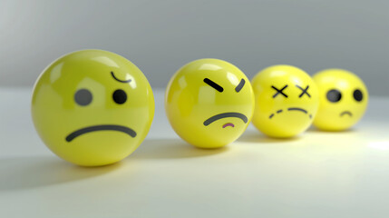 angry and upset smiley faces on white