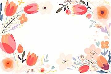 Elegant Watercolor Floral Frame Background Banner with Copy Space