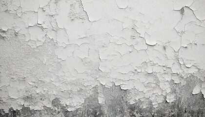 Old wall with cracked paint. Rough texture. Peeling white paint.