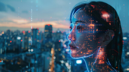 A futuristic AI creating its own vision of the future - obrazy, fototapety, plakaty
