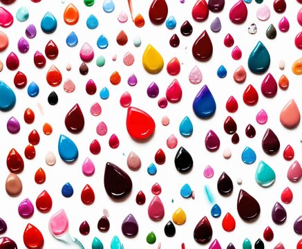 colorful drops of paint isolated on white background. 3d illustration
