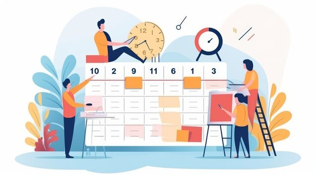 Characters integrating with social media platform and planning marketing strategy Business and marketing concept Generative AI