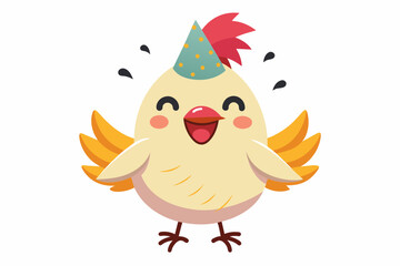 Vector Simple Style of a Cute Chicken Smiling Happily
