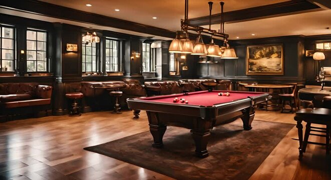 Billiard room in a pub.	
