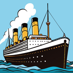 Titanic Vector Illustration - obrazy, fototapety, plakaty
