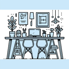 Illustration of a Table, Table black outline vector drawing