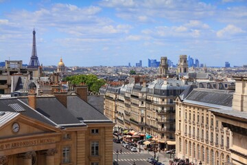 Paris city skyline with Rue Soufflot - obrazy, fototapety, plakaty