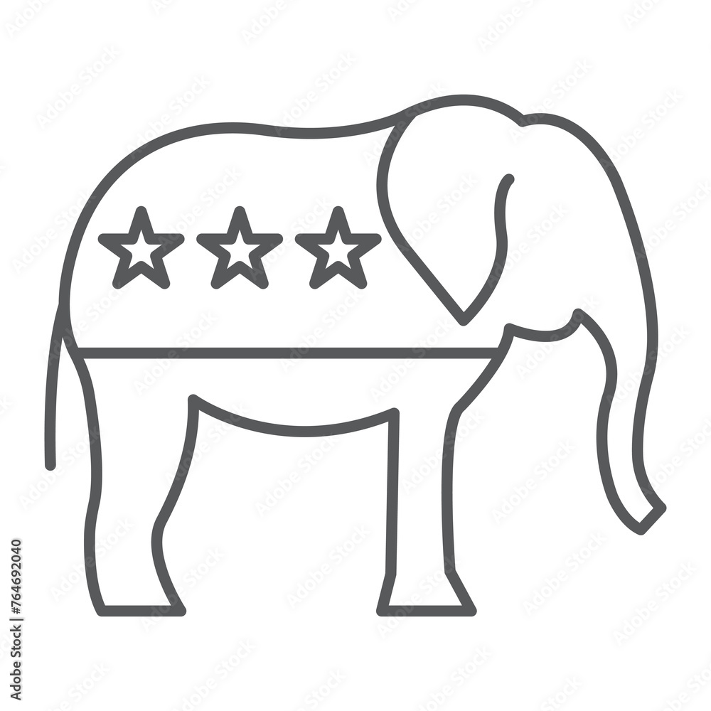 Wall mural Republican elephant line icon, outline style icon for web site or mobile app, election and politics, republican elephant vector icon, simple vector illustration, vector graphics.