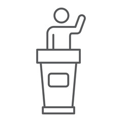 Candidate line icon, outline style icon for web site or mobile app, election and politics, tribune and political vector icon, simple vector illustration, vector graphics.