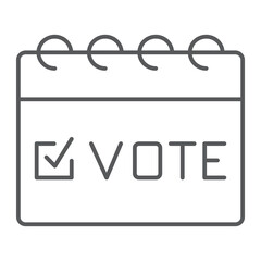 Election day line icon, outline style icon for web site or mobile app, election and politics, vote mark vector icon, simple vector illustration, vector graphics.