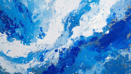 Blue white abstract fluid painting. Liquid art texture. Acrylic or oil paint. Marble pattern.