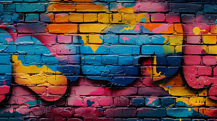 Naklejka premium Bright street art graffiti style in city alley