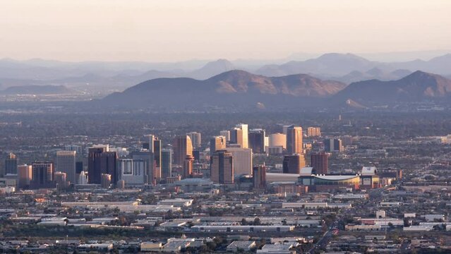 Phoenix Skyline Zoom Out Establishing Shot
