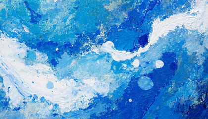 Blue white abstract fluid painting. Liquid art texture. Acrylic or oil paint. Marble pattern.
