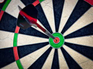 Close-up photo of a dartboard