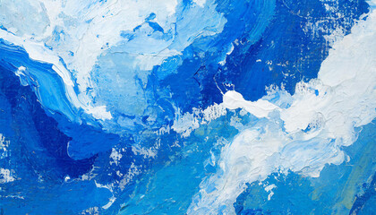 Blue white abstract fluid painting. Liquid art texture. Acrylic or oil paint. Marble pattern.