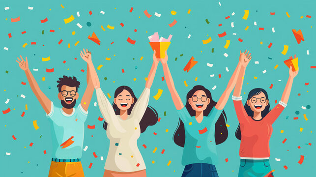 Team celebrating a successful marketing campaign.