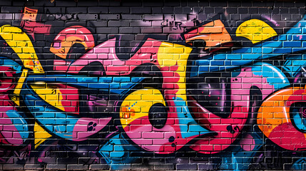 Obraz premium Bright street art graffiti style in city alley