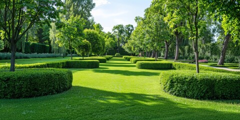 Lush greenery in serene park