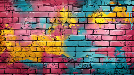 Fototapeta premium Bright street art graffiti style in city alley