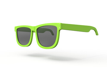 Fototapeta premium Bright green sunglasses isolated on white