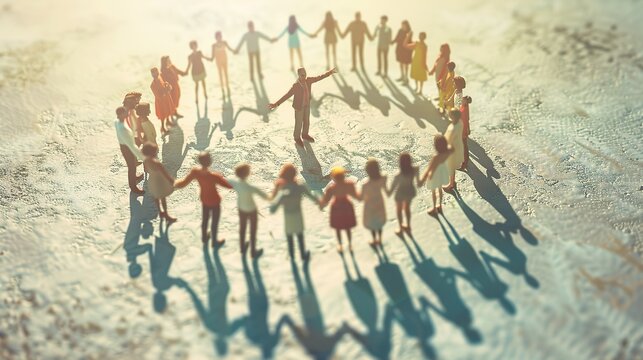 group of diverse people standing in a circle, each person supporting the other, symbolizing the strength and solidarity of teamwork